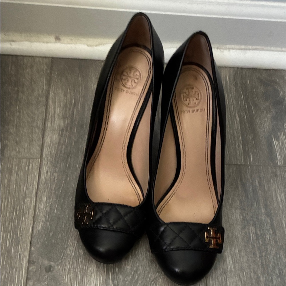 Tory Burch Black Quilted Heels